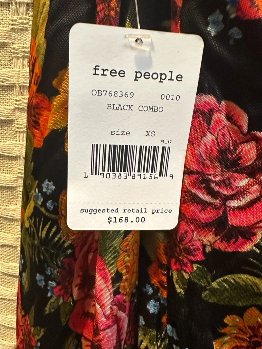 Free People Black Floral Combo Mini Dress - Picture 4 of 5